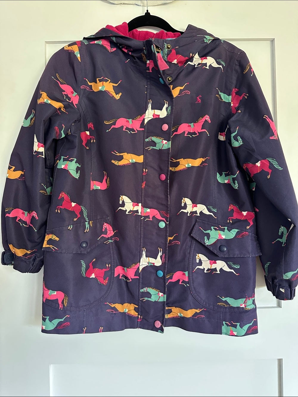 Joules fleece lined hooded jacket horses size 11-12
